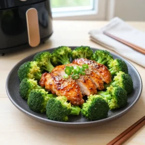 Step by step viral tiktok recipe air fryer korean chicken breast broccoli meal prep easy healthy weeknight dinner flavor-bomb crispy