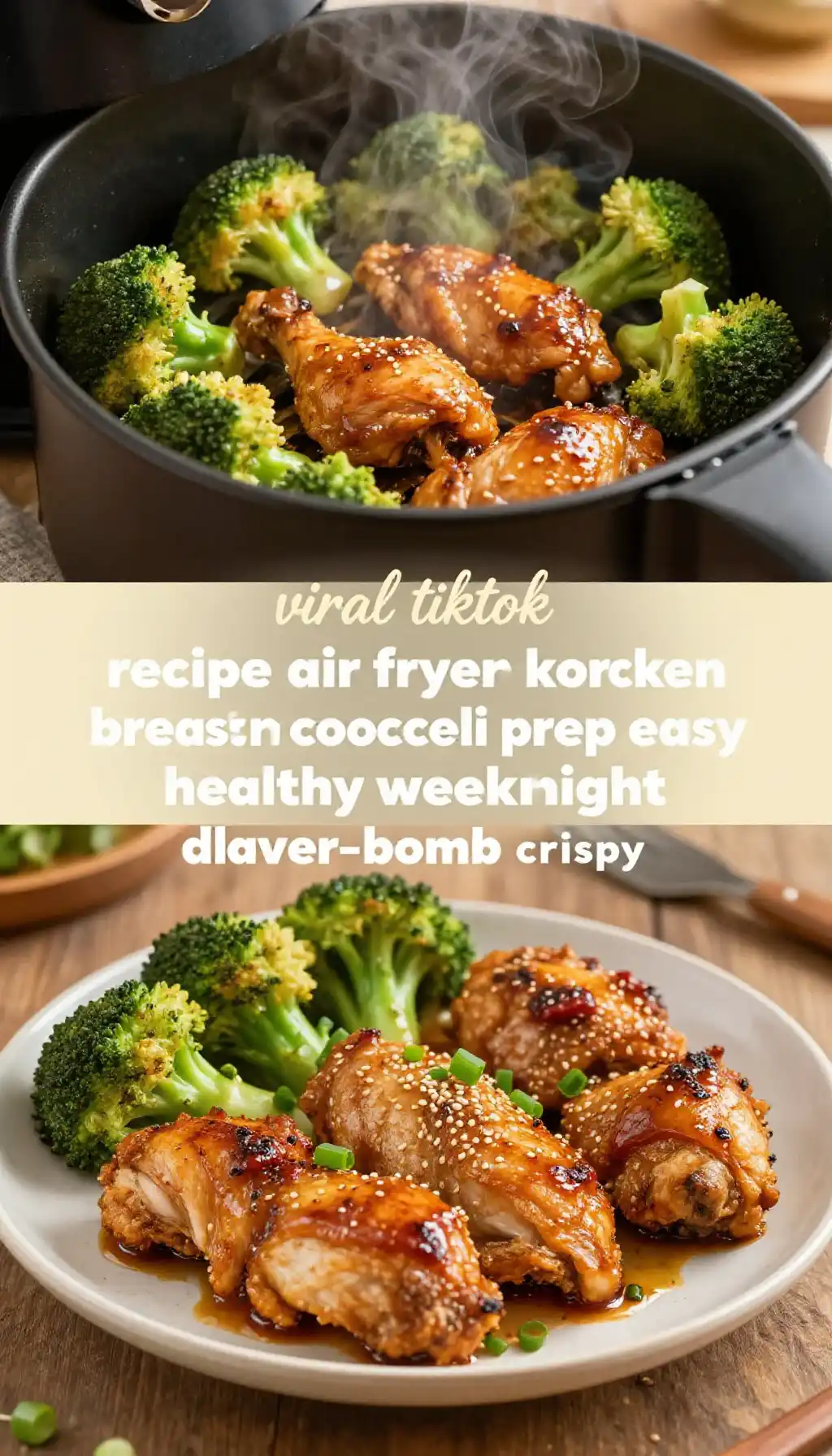 viral tiktok recipe air fryer korean chicken breast broccoli meal prep easy healthy weeknight dinner flavor-bomb crispy