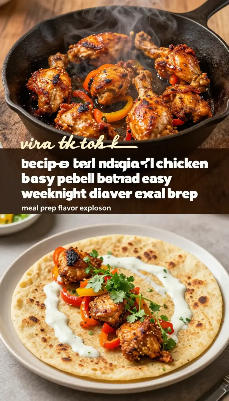 viral tiktok recipe pan-fried indian-spiced chicken breast bell pepper flatbread easy weeknight dinner meal prep flavor explosion