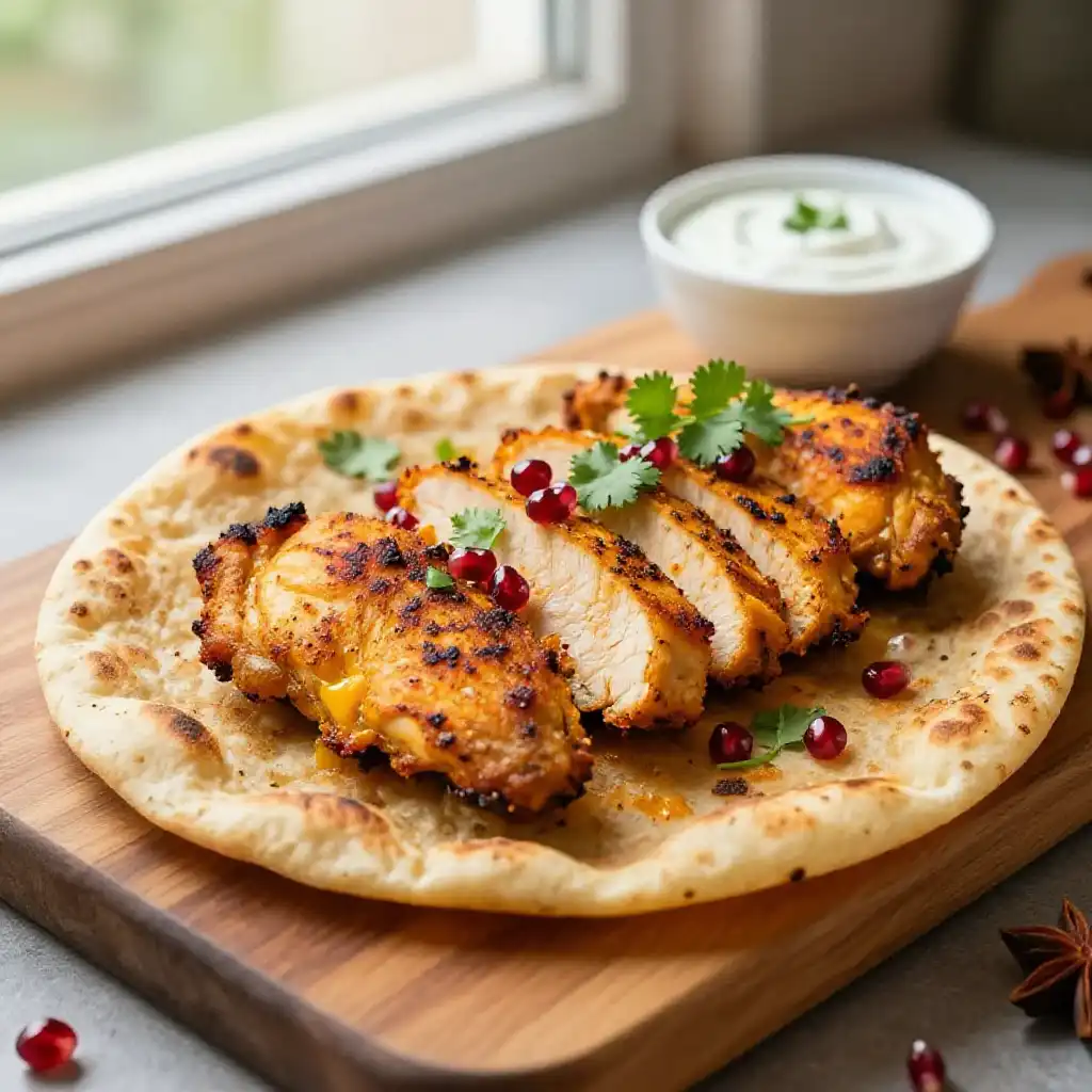 Viral TikTok Indian-Spiced Chicken & Bell Pepper Flatbread plated dish