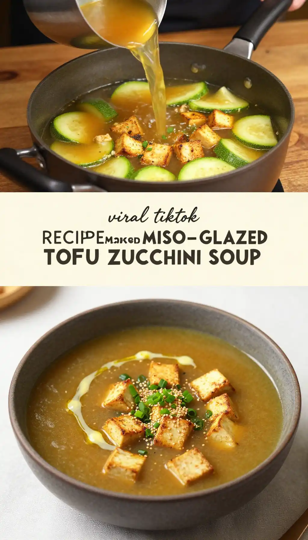 viral tiktok recipe smoked miso-glazed tofu zucchini soup
