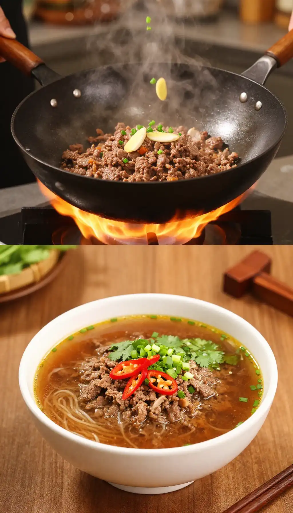 Viral TikTok Vietnamese Ground Beef & Cauliflower Pho Soup One-Pan Meal pinterest pin