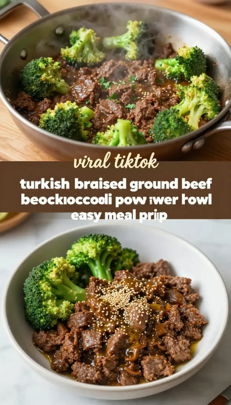 viral tiktok turkish braised ground beef broccoli power bowl easy meal prep