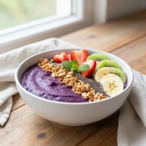 Healthy Acai Bowl Recipe with Granola & Fresh Fruit
