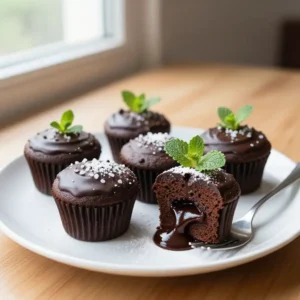 Air Fryer Chocolate Cupcakes with Gooey Center