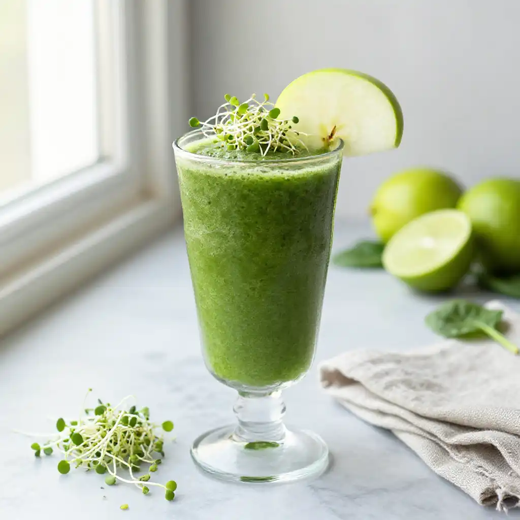 Alfalfa Sprout Green Smoothie plated dish