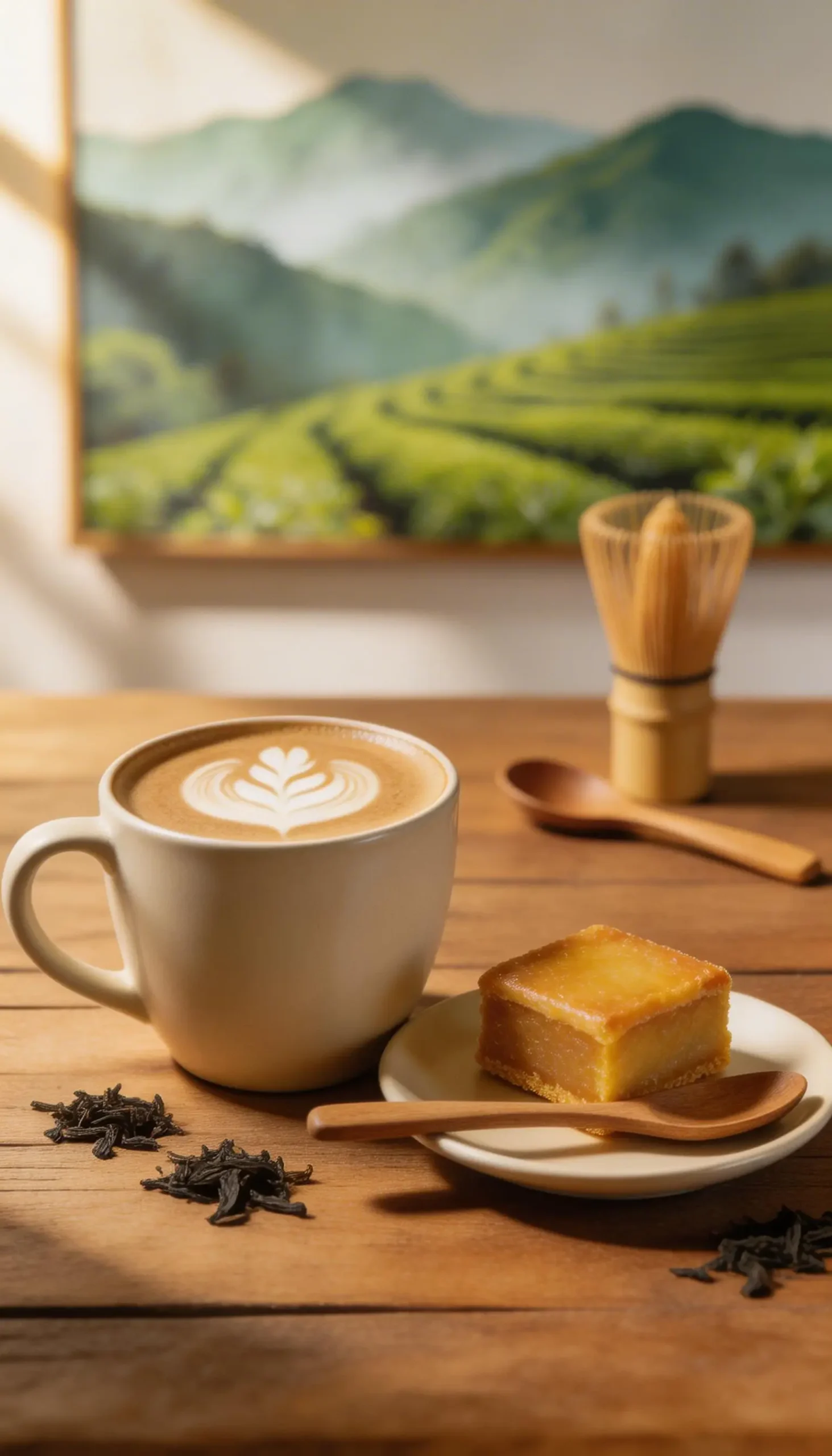 Alishan High Mountain Latte plated dish