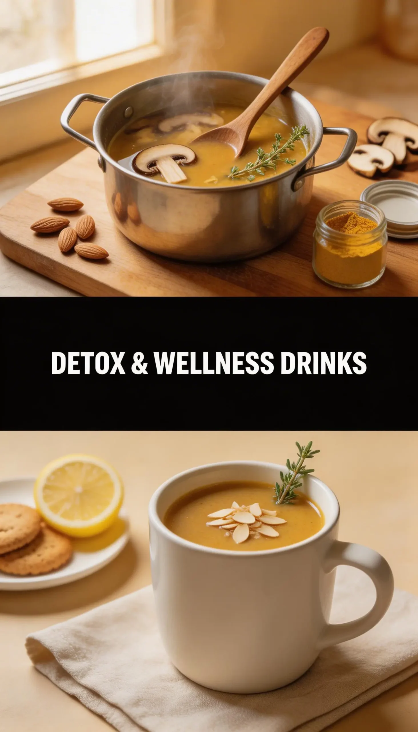 Almond Mushroom Tea pinterest pin