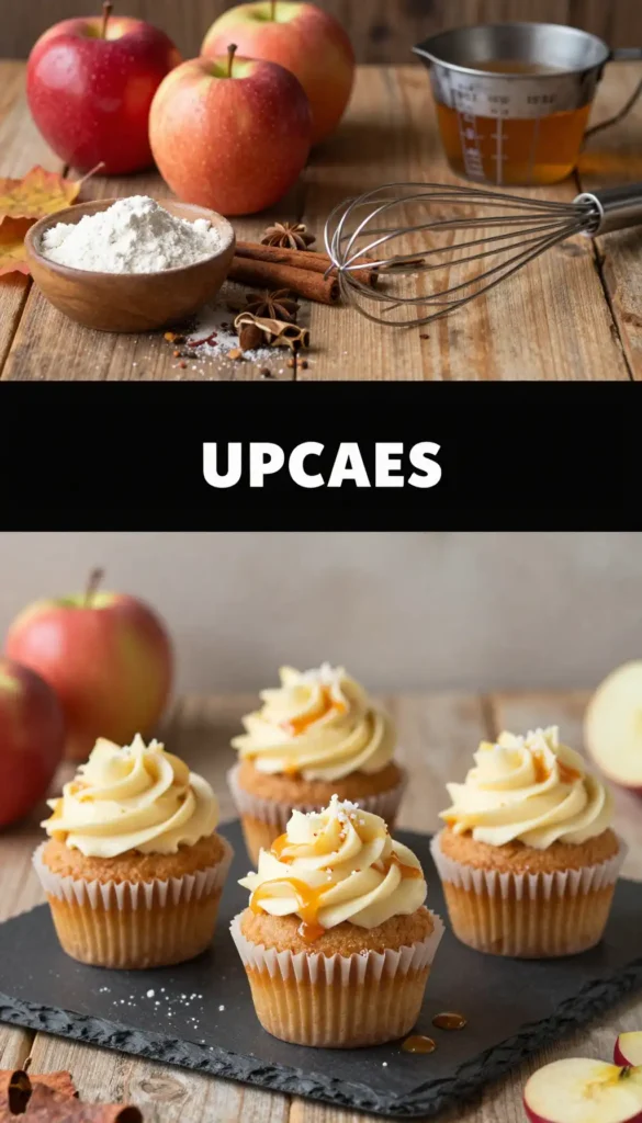 Apple Cider Cupcakes with Caramel Drizzle