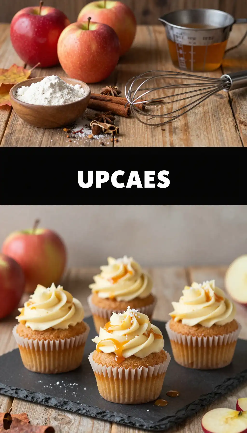 Apple Cider Cupcakes with Caramel Drizzle pinterest pin