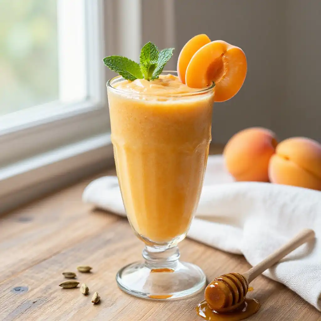 Apricot Cardamom Honey Smoothie plated dish