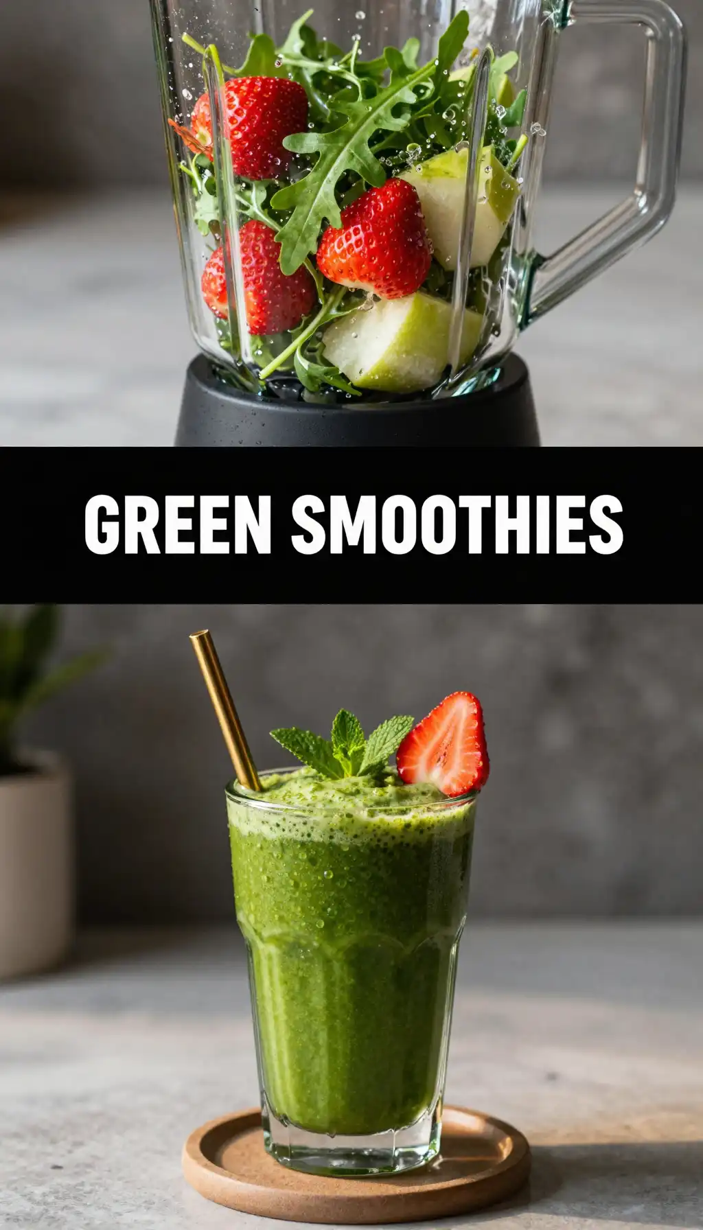 Arugula Strawberry Green Smoothie pinterest pin