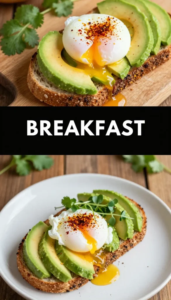 Avocado Toast with Poached Egg and Chili Flakes