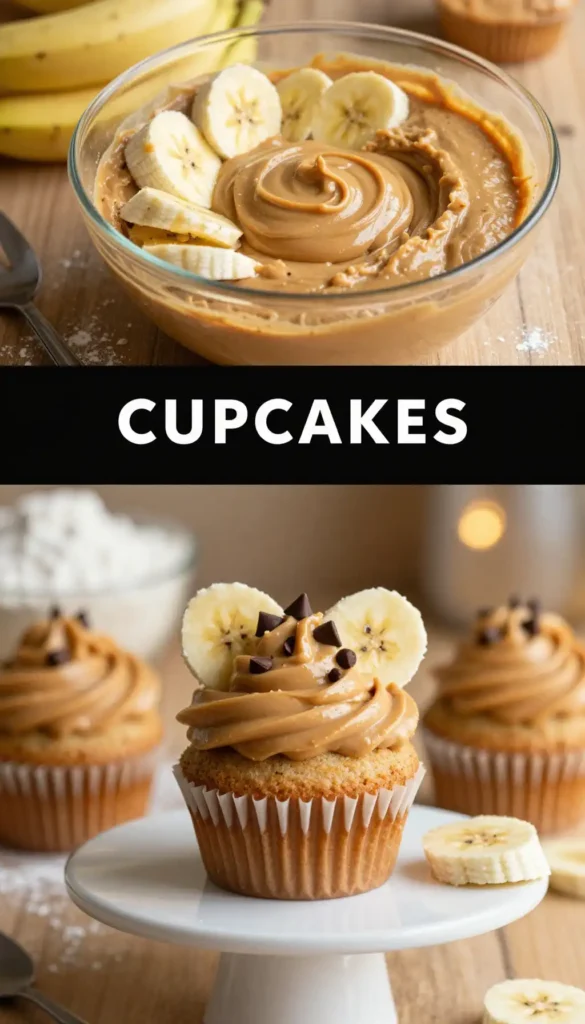 Banana Cupcakes with Peanut Butter Frosting