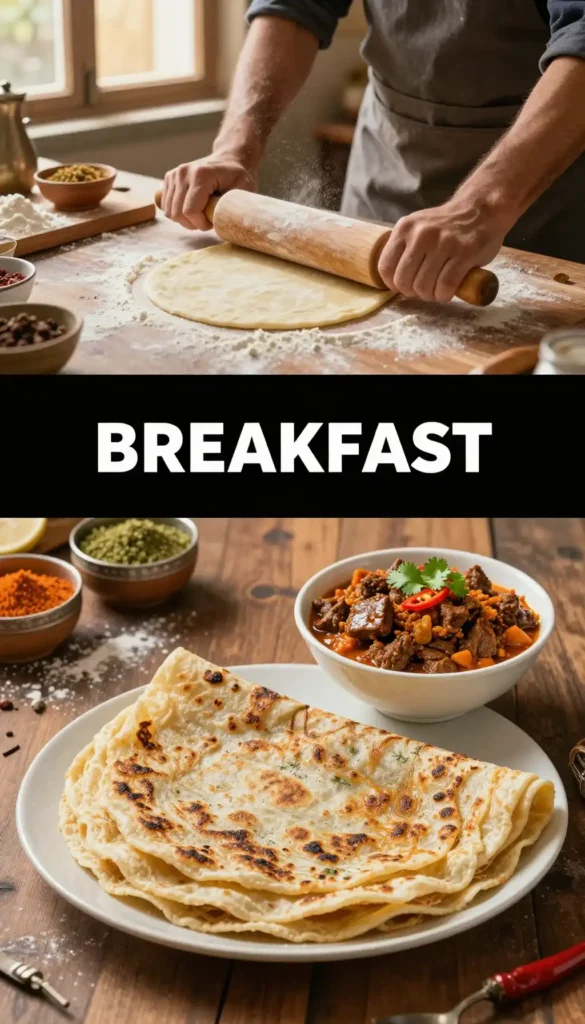 Bangladeshi Paratha with Beef Bhuna