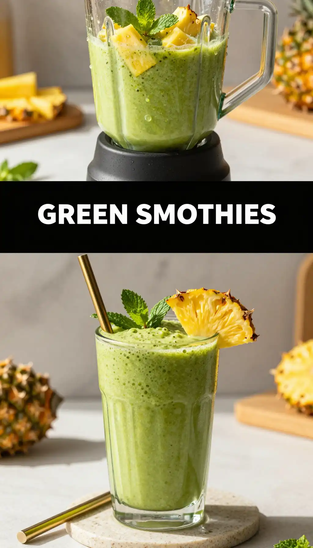 Barley Grass Pineapple Smoothie pinterest pin