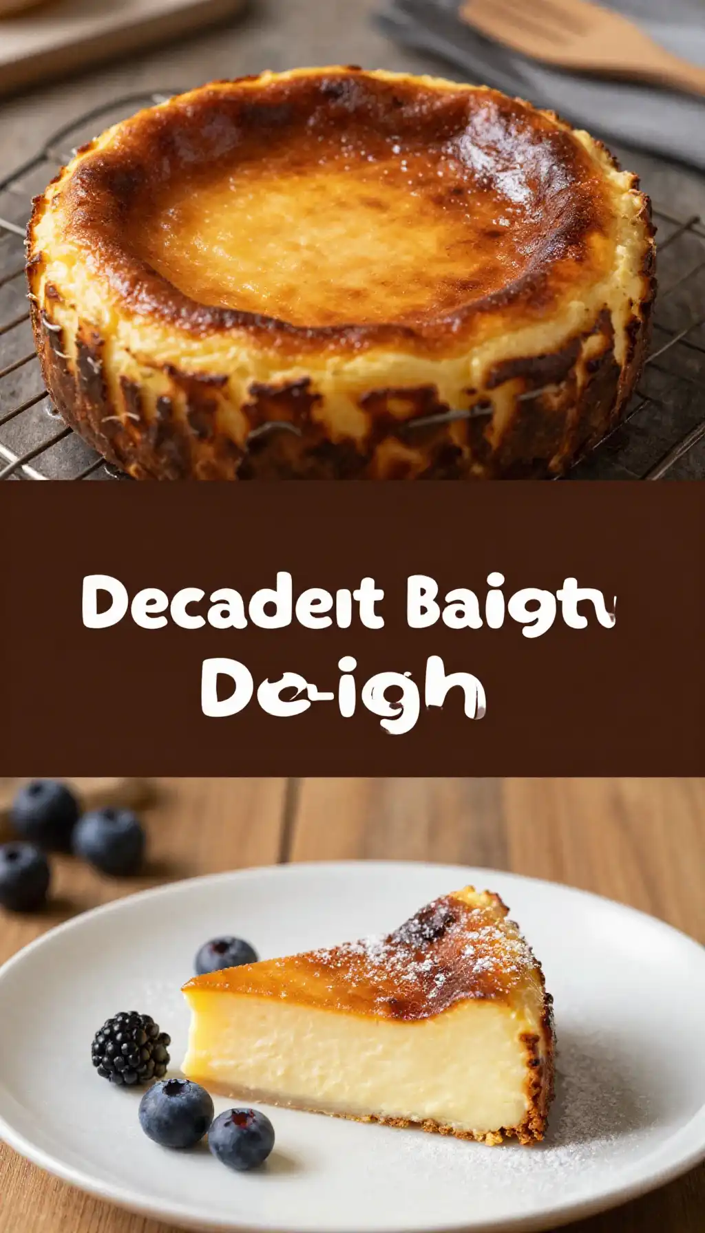 Basque Burnt Cheesecake with Caramelized Top and Creamy Center pinterest pin