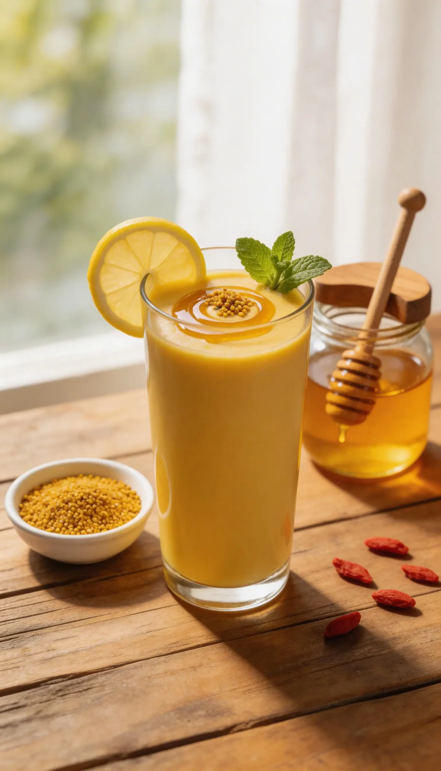 Bee Pollen Energy Smoothie plated dish