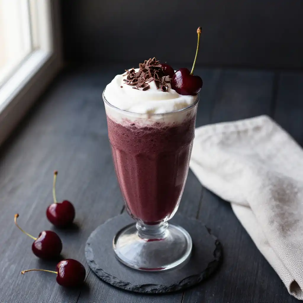 Bing Cherry Dark Chocolate Smoothie plated dish