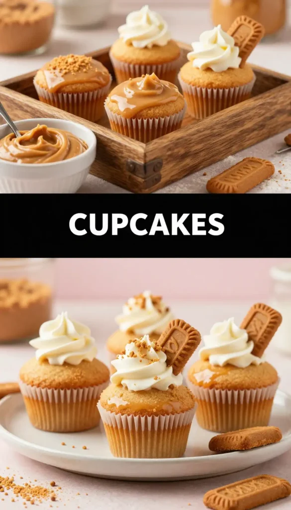 Biscoff Stuffed Cupcakes with Speculoos Center