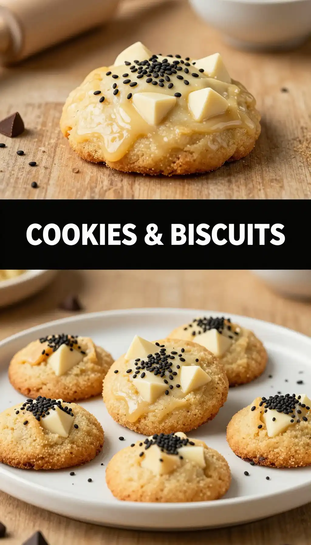 Black Sesame Cookies with White Chocolate Chunks pinterest pin