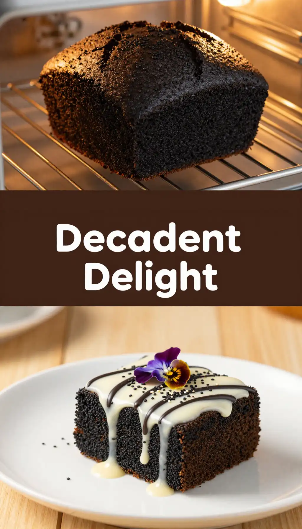 Black Sesame Sponge Cake with White Chocolate Ganache pinterest pin