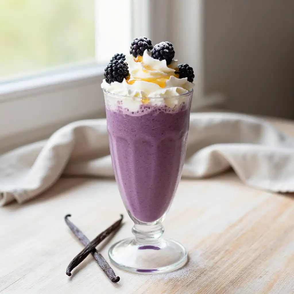 Blackberry Vanilla Bean Cloud Smoothie plated dish