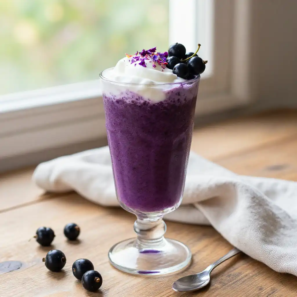 Blackcurrant Violet Smoothie plated dish