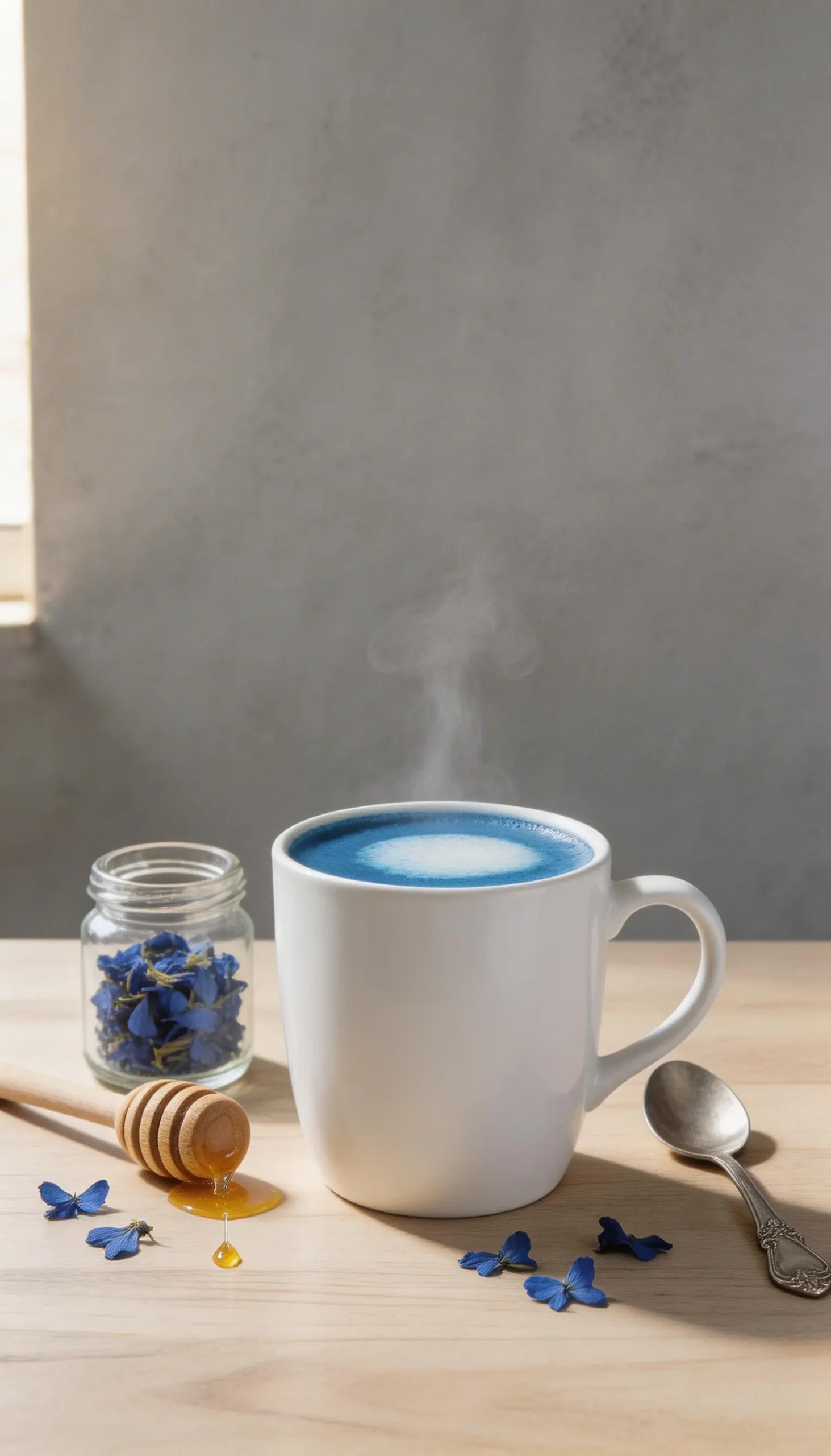 Blue Latte Butterfly Pea Tea plated dish