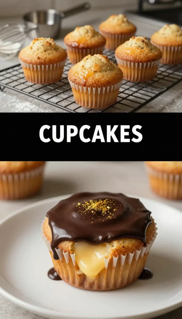 Boston Cream Cupcakes with Custard Filling