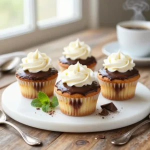 Homemade Boston Cream Cupcakes with Vanilla Bean Custard