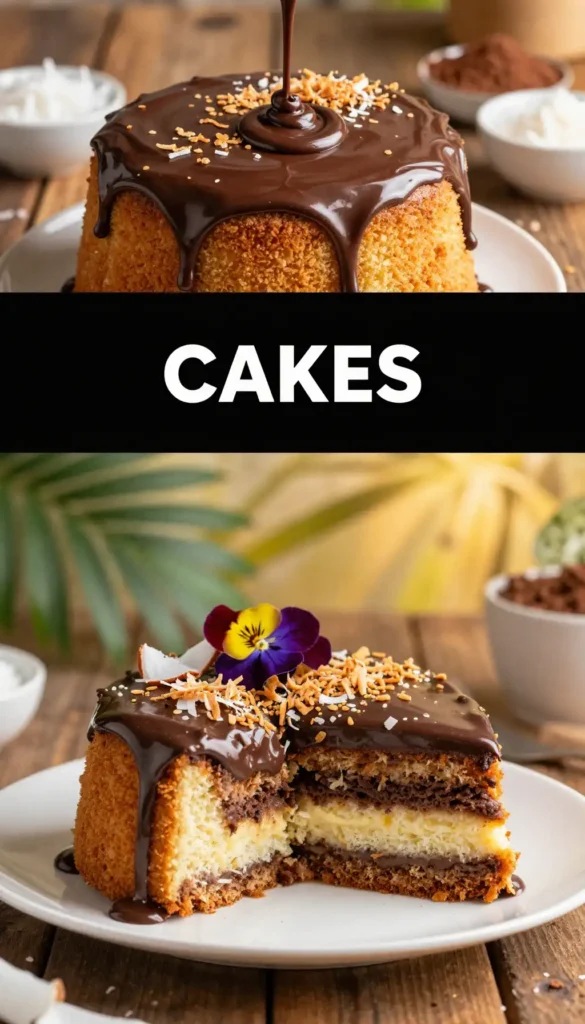 Bounty Cake with Coconut Cream and Chocolate Ganache