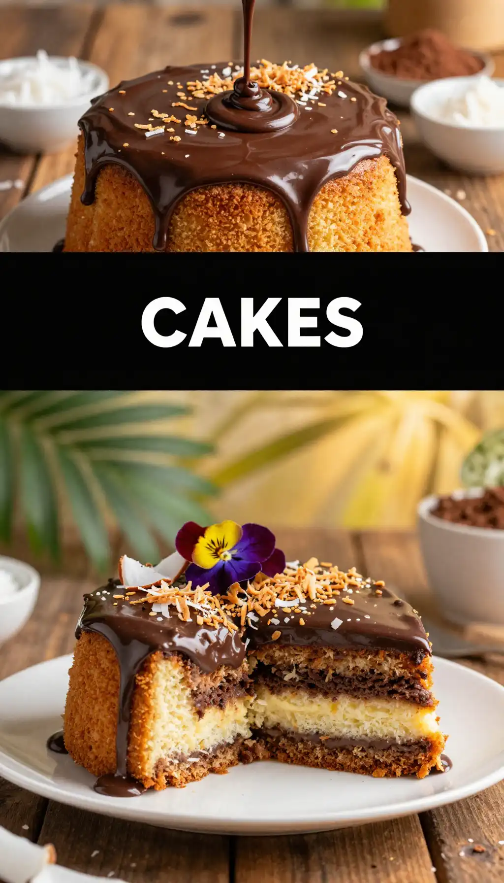 Bounty Cake with Coconut Cream and Chocolate Ganache pinterest pin