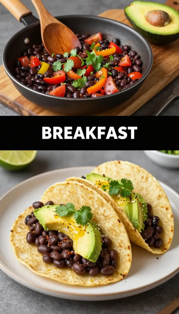 Breakfast Tacos with Black Beans and Avocado