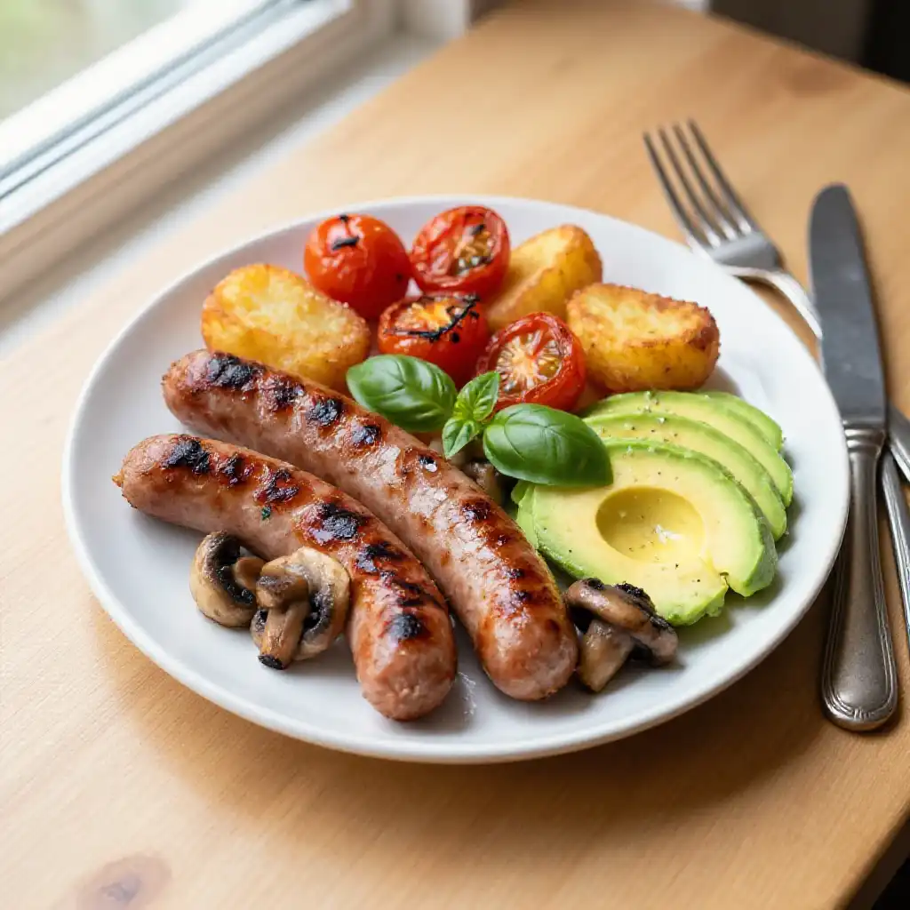British Full English Breakfast Vegetarian plated dish