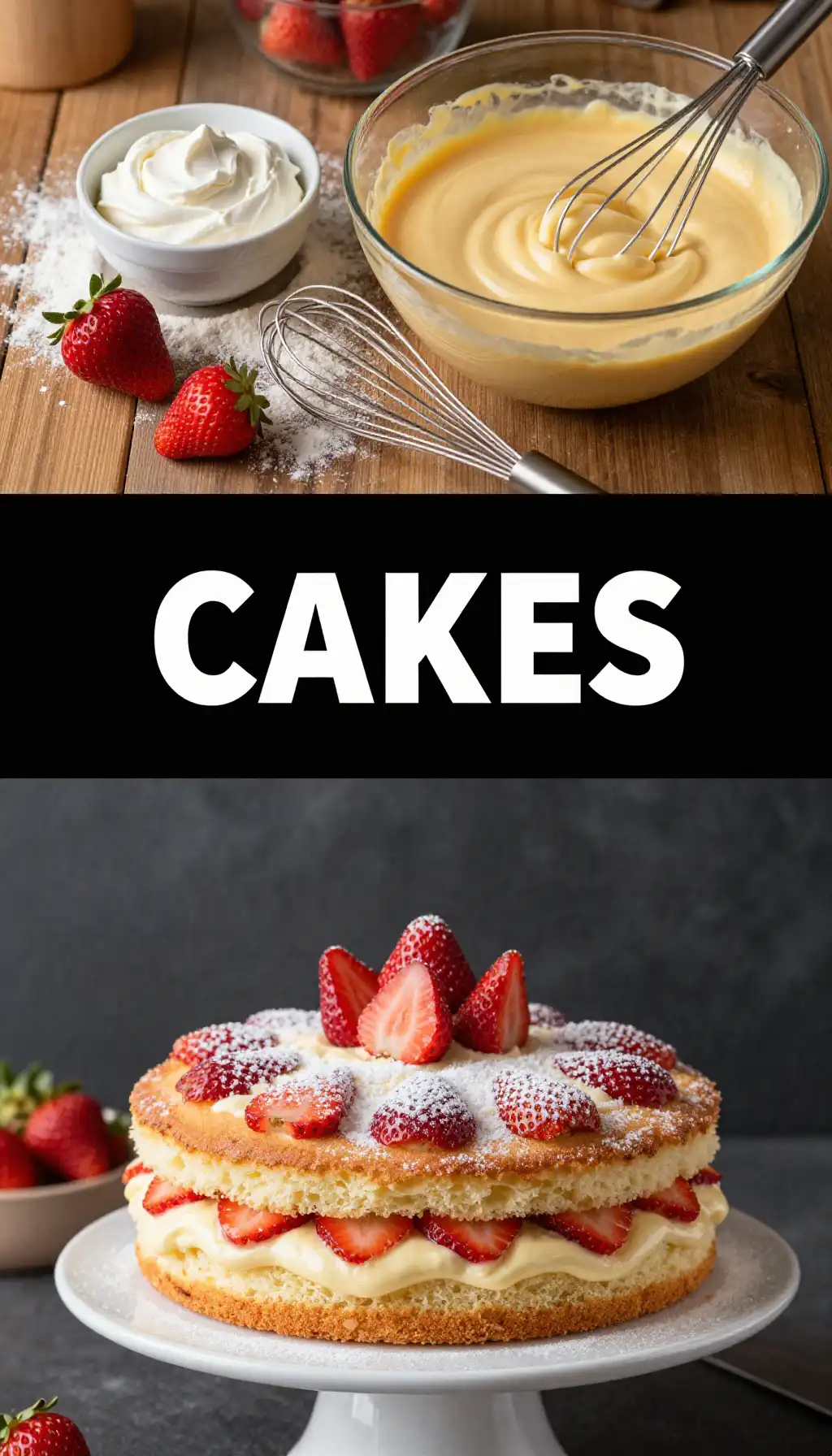 British Victoria Sponge with Strawberry Jam and Clotted Cream pinterest pin