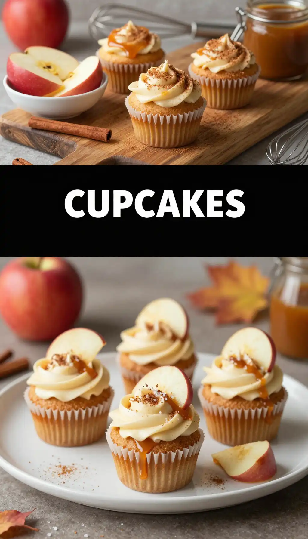 Caramel Apple Cupcakes with Cinnamon Frosting pinterest pin