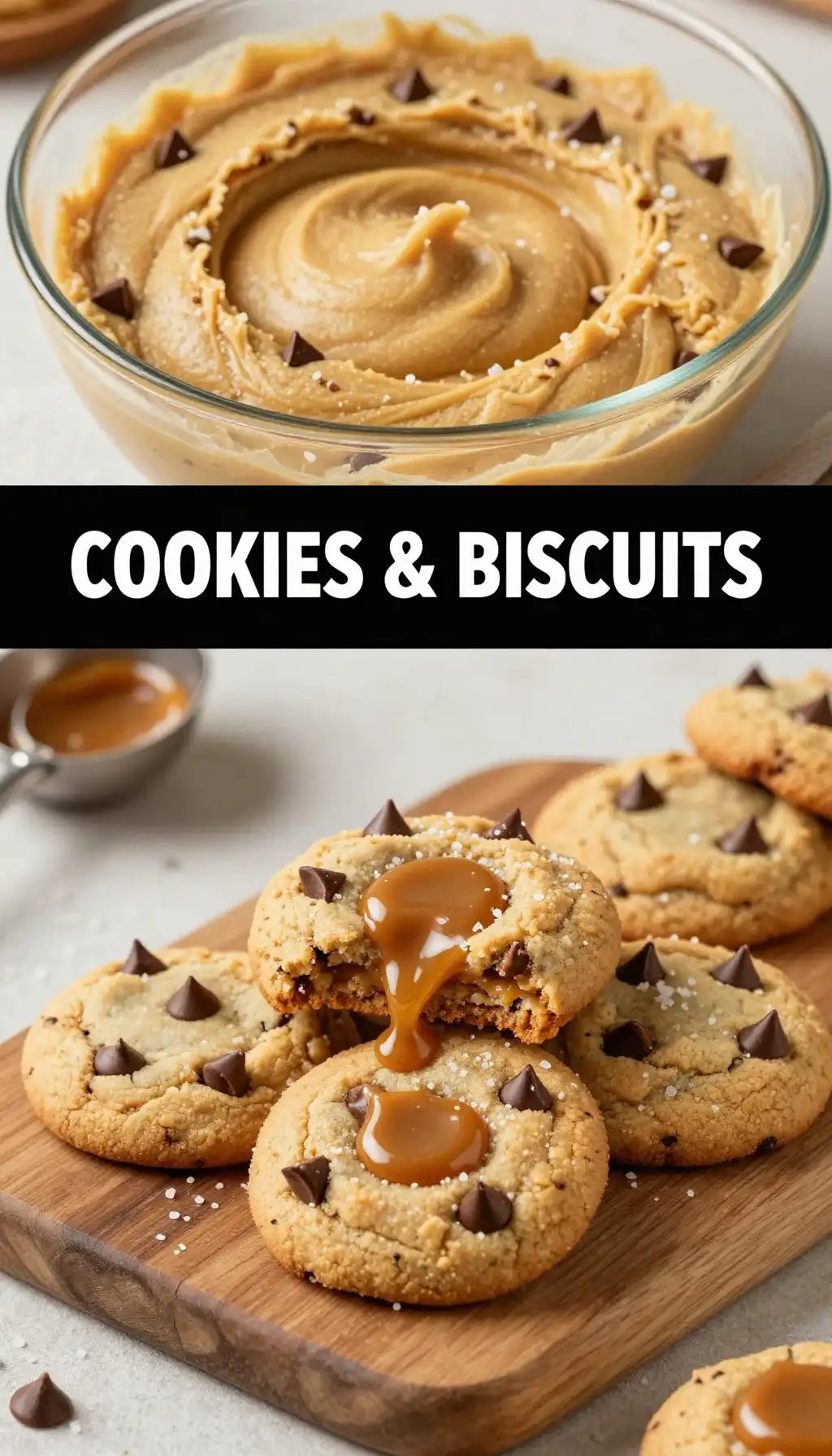 Caramel Stuffed Cookies with Sea-Salt pinterest pin
