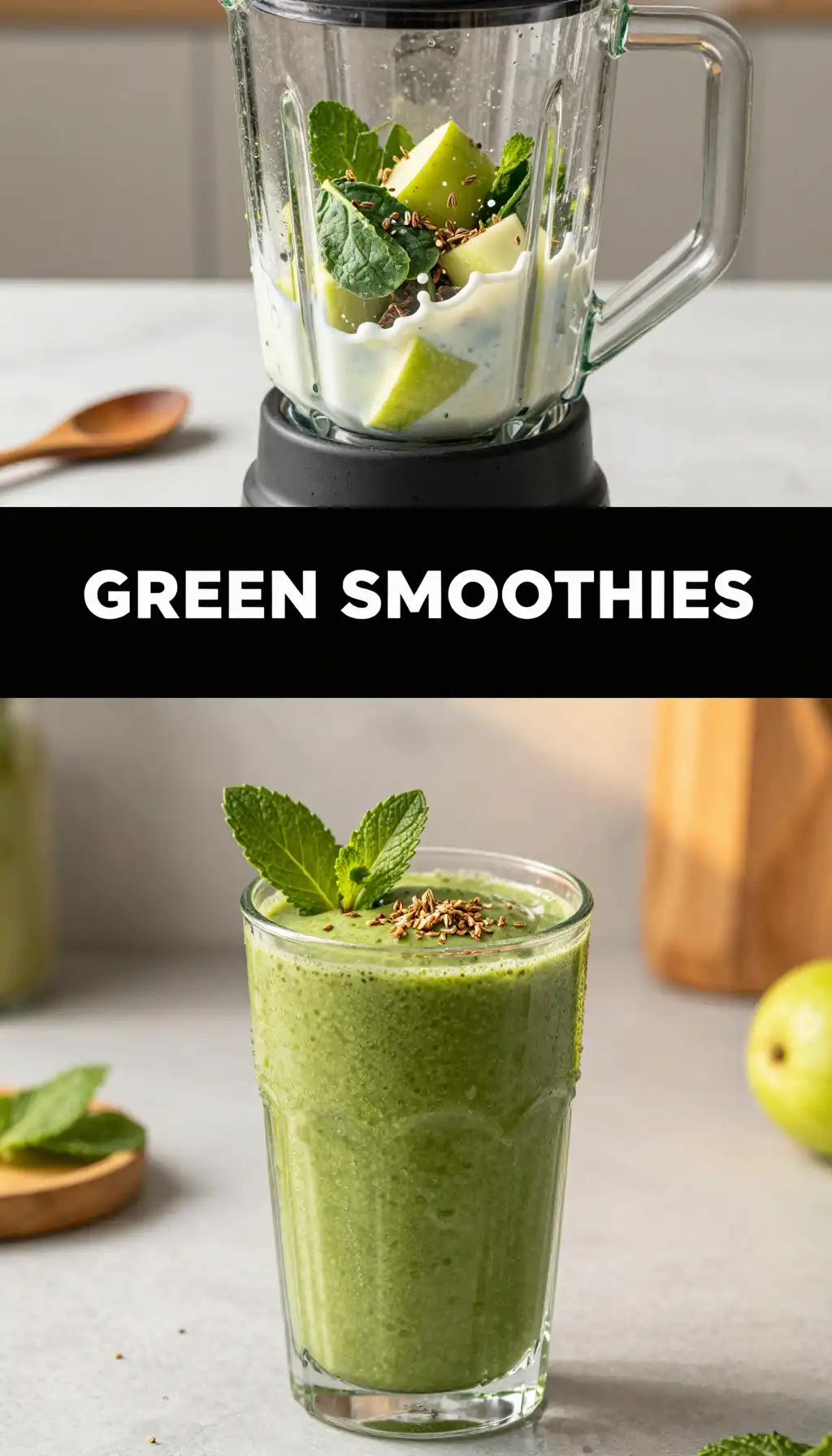 Caraway Mint Green Smoothie pinterest pin