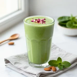 Healthy Cardamom Rose Green Smoothie for Glowing Skin