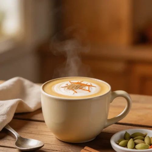 Easy Homemade Cardamom Saffron Milk Latte Recipe