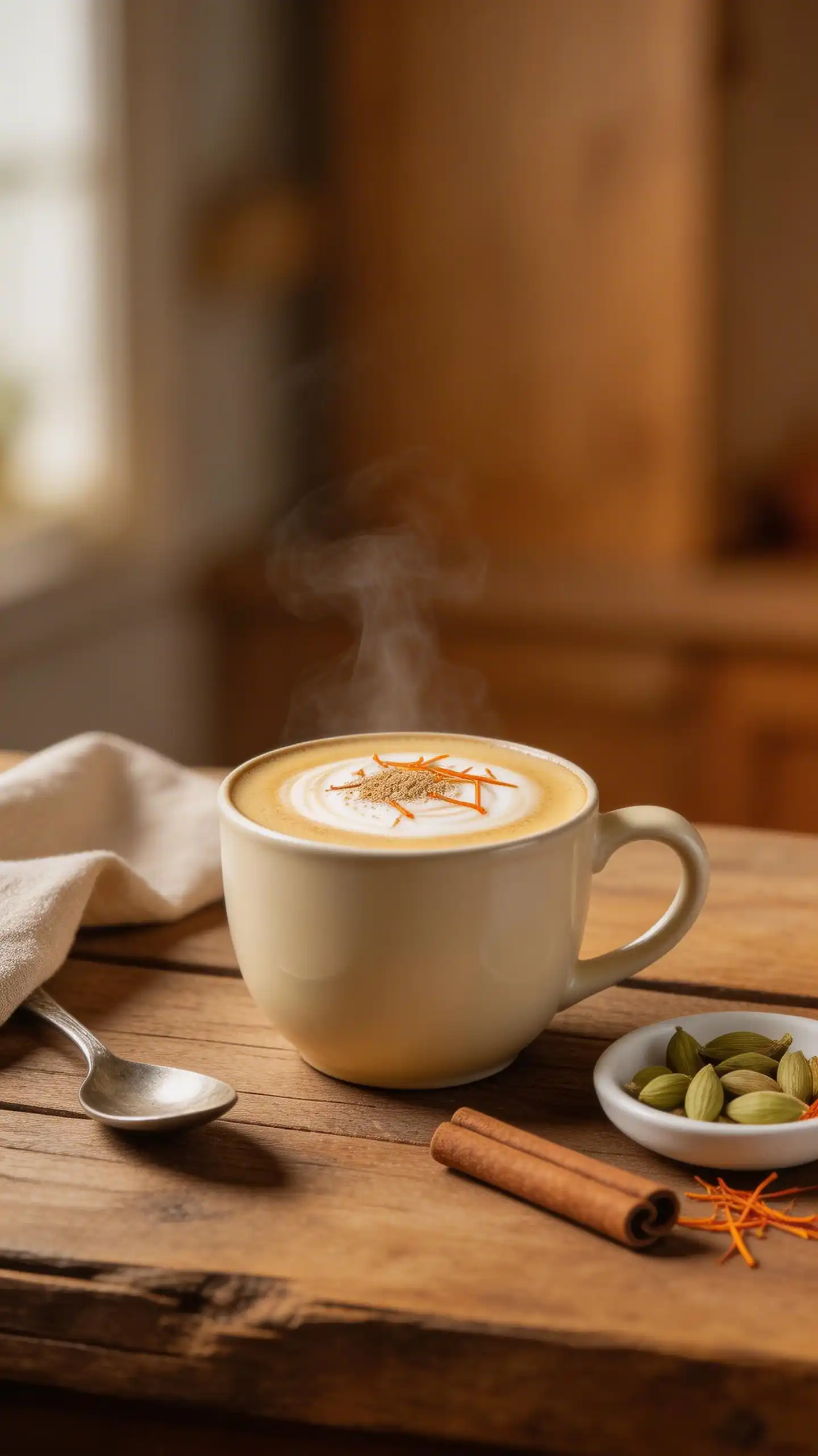 Cardamom Saffron Milk Latte plated dish