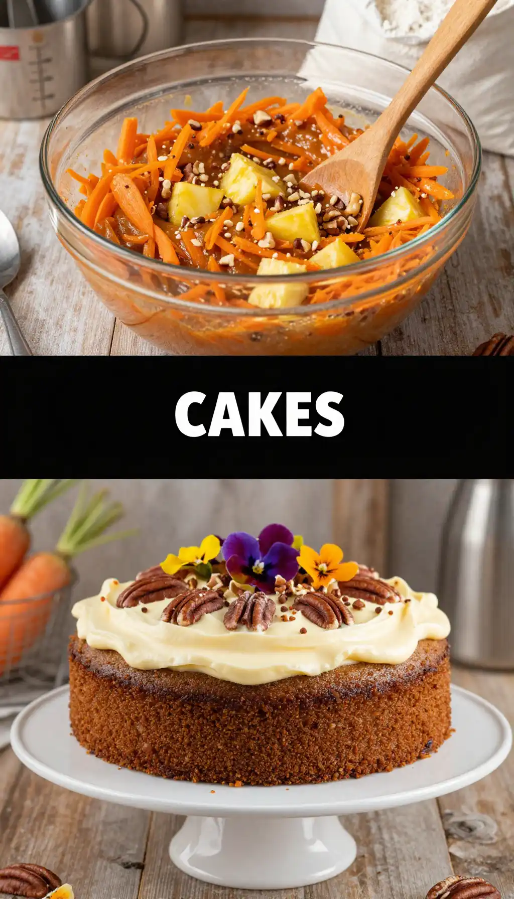 Carrot Cake with Pineapple and Pecans pinterest pin