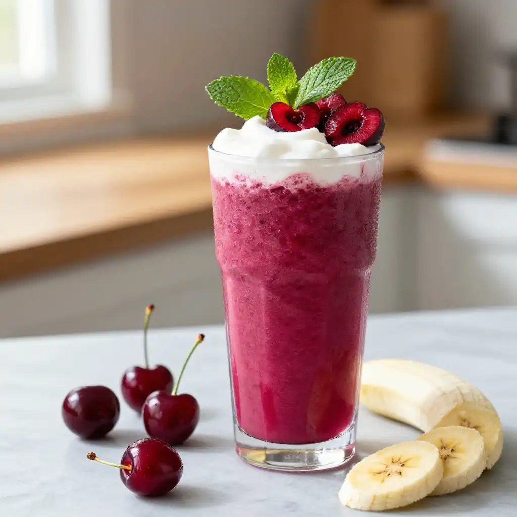 Chelan Cherry Banana Smoothie plated dish