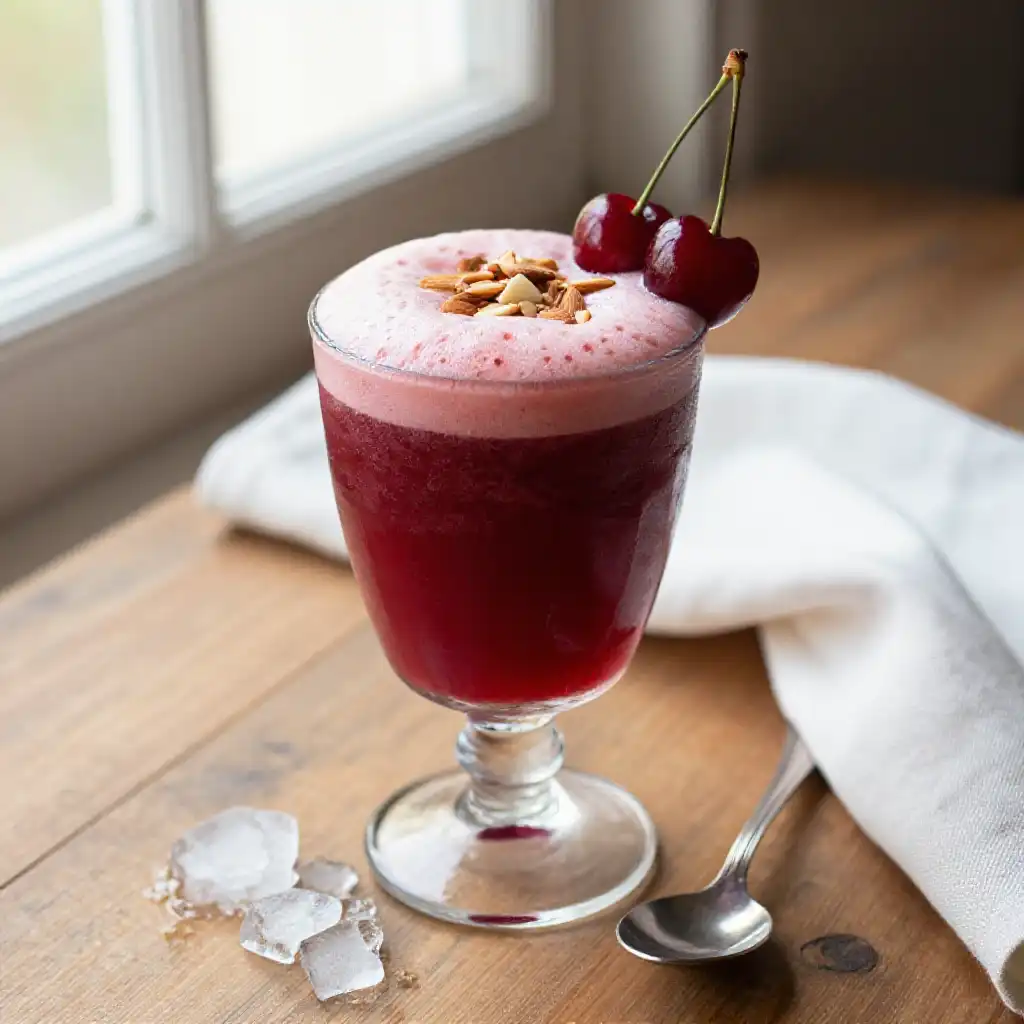 Cherry Almond Amaretto Smoothie plated dish
