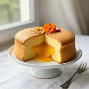 Fluffy Golden Egg Yolk Cake with Creamy Custard Filling