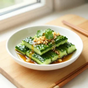 Spicy Asian Smashed Cucumber Salad Recipe - Liangban Huanggua