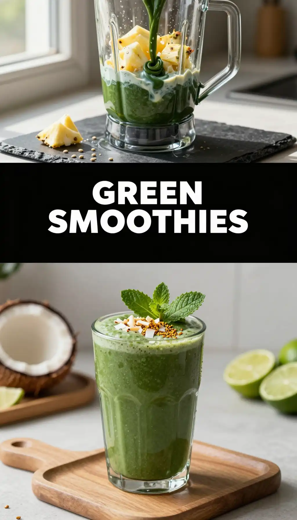 Chlorella Coconut Green Glow Smoothie pinterest pin