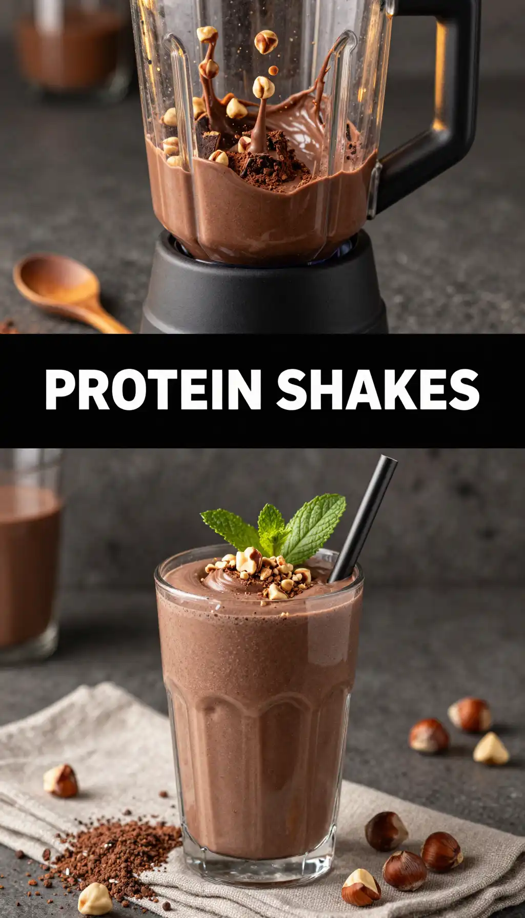 Chocolate Hazelnut Protein Smoothie pinterest pin