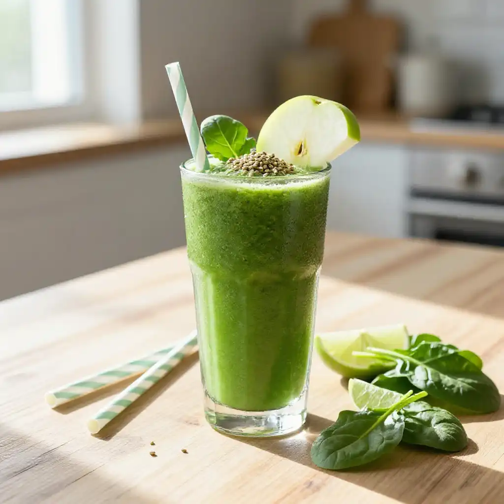 Cleavers Detox Green Smoothie plated dish